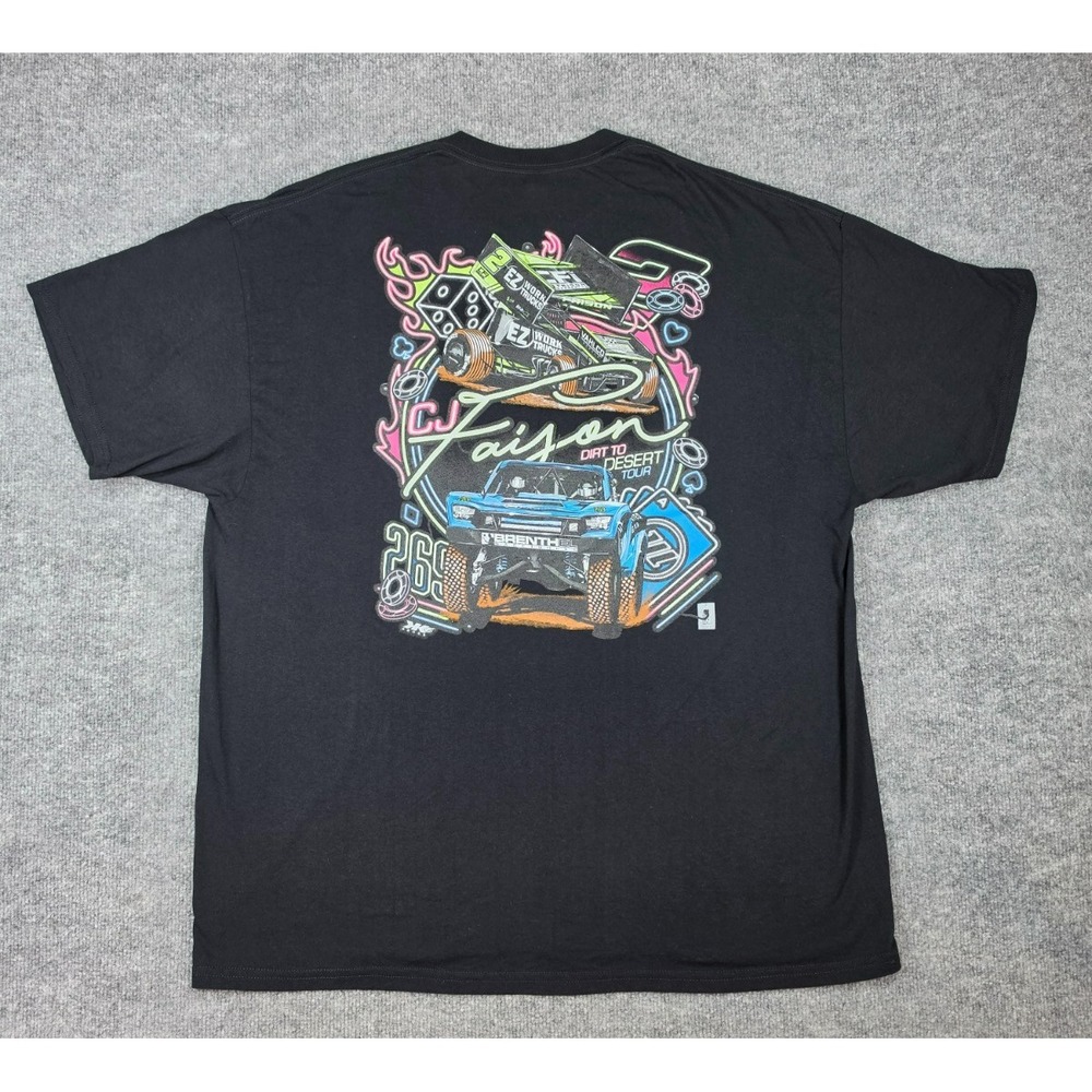 CJ Faison Dirt to Desert Tour Shirt mens 2XL Black Dirt Racing #269 Motivated